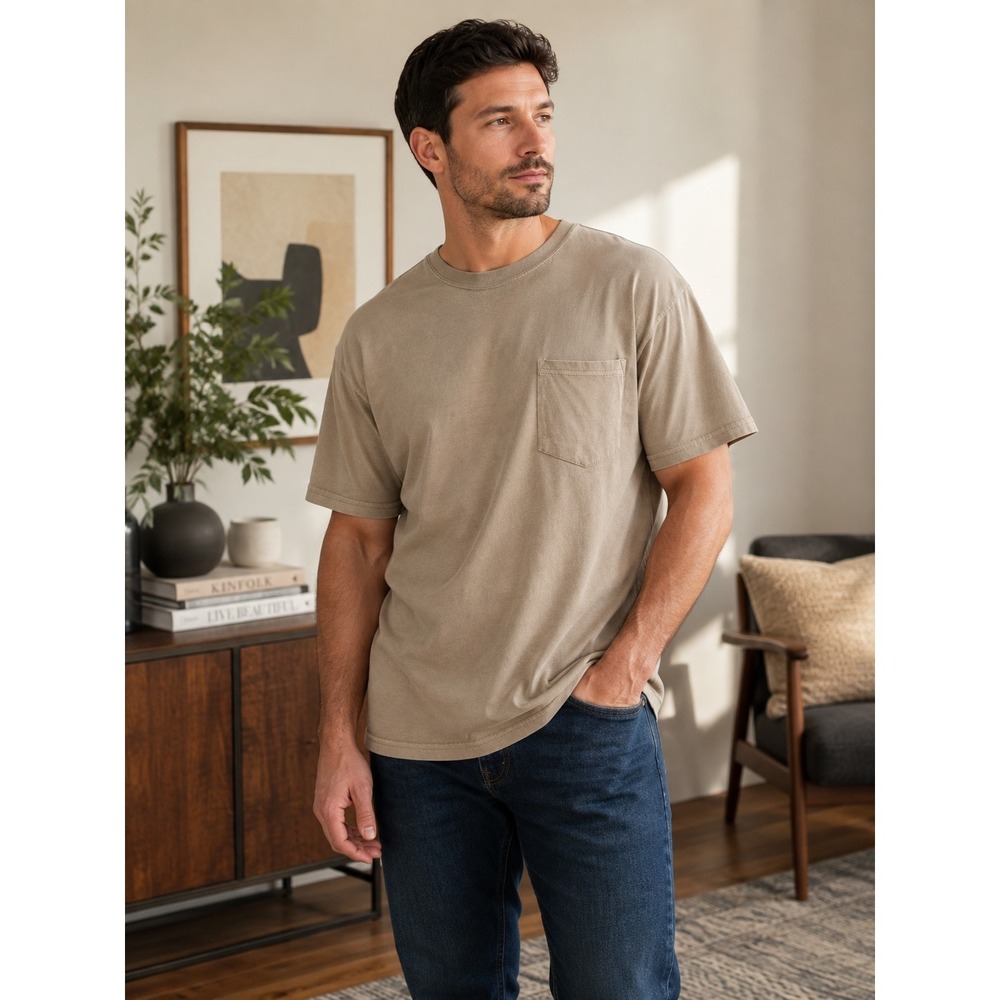 Universal Thread Men's XL Tan Relaxed Fit Pocket T-Shirt NWT Neutral Basic Tee